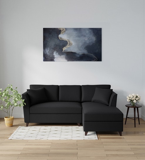 Miranda Fabric LHS Sectional Sofa (2 + Lounger) In Charcoal Grey Colour