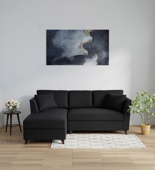 Miranda Fabric RHS Sectional Sofa (2 + Lounger) in Charcoal Grey Colour