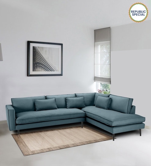 Mireya Fabric LHS Sectional Sofa (3+ Lounger) In Smoke Grey Colour
