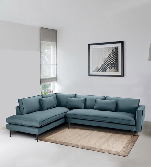 Mireya Fabric RHS Sectional Sofa (3+ Lounger) In Smoke Grey Colour