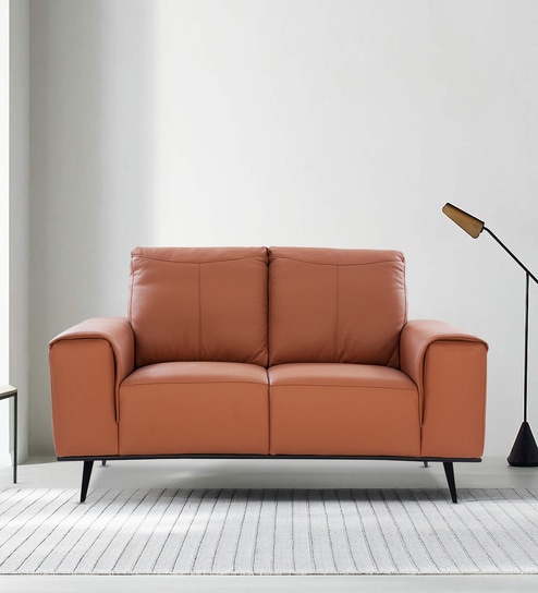 Mississippi Half Leather 2 seater Sofa In Harvest Gold Colour