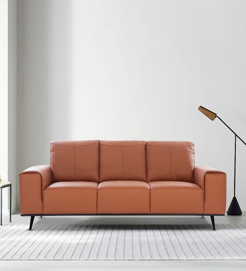 Mississippi Half Leather 3 seater Sofa In Harvest Gold Colour