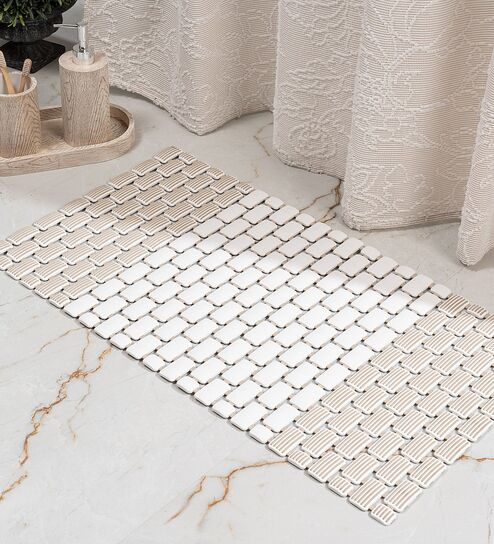 MistFlow Beige Anti-Slip Shower Mat 39 X 73 cm