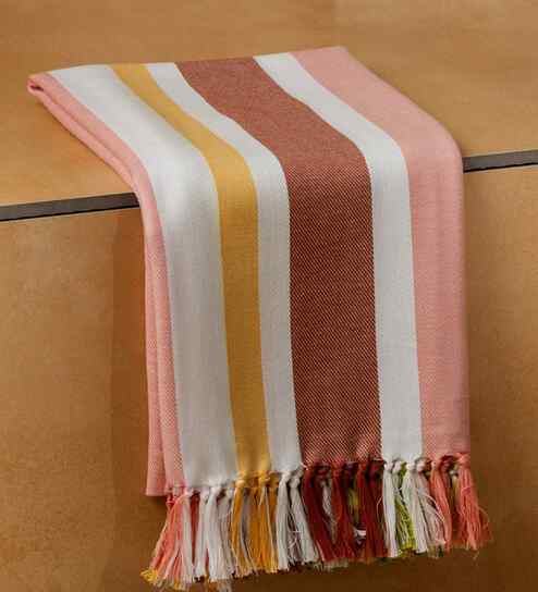 Orange Mistline Striped Bath Towel 75 Cm