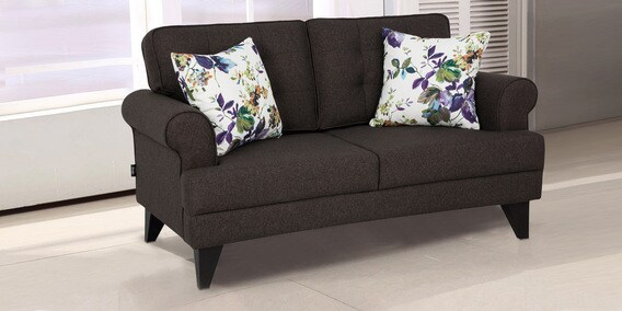 Buy Miller Two Seater Fabric Sofa In Brown Colour By Hometown