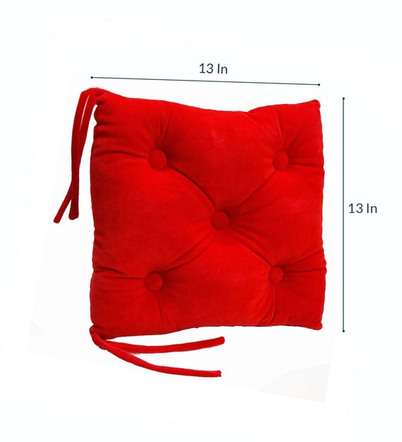 Buy Velvet Red Cotton Filled 13X13 Inch Chair Pad By Stybuzz Online