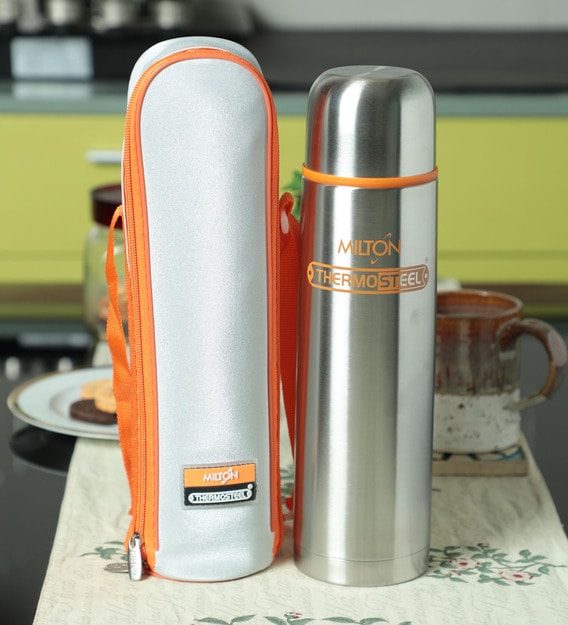 Buy Milton Thermosteel Flip Lid Vacuum Flasks Orange 1000 Ml Online Metal Bottles Bottles Dining Bar Pepperfry Product