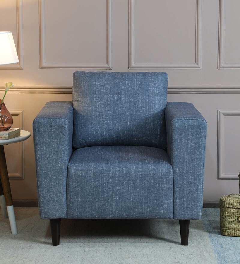 Buy Miami Fabric 1 Seater Sofa In Indigo Blue Colour By Woodsworth