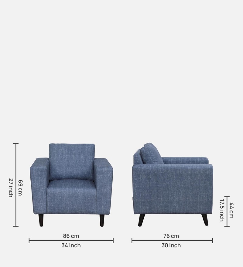 Buy Miami Fabric 1 Seater Sofa In Indigo Blue Colour By Woodsworth