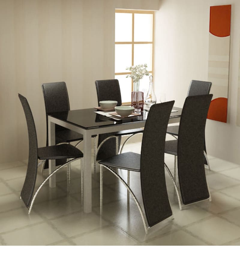 godrej glass top dining table