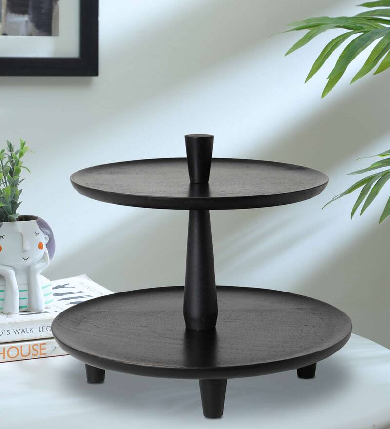 Buy Midnight Mango Wood Cake Stand by Ellementry Online Cake Stands