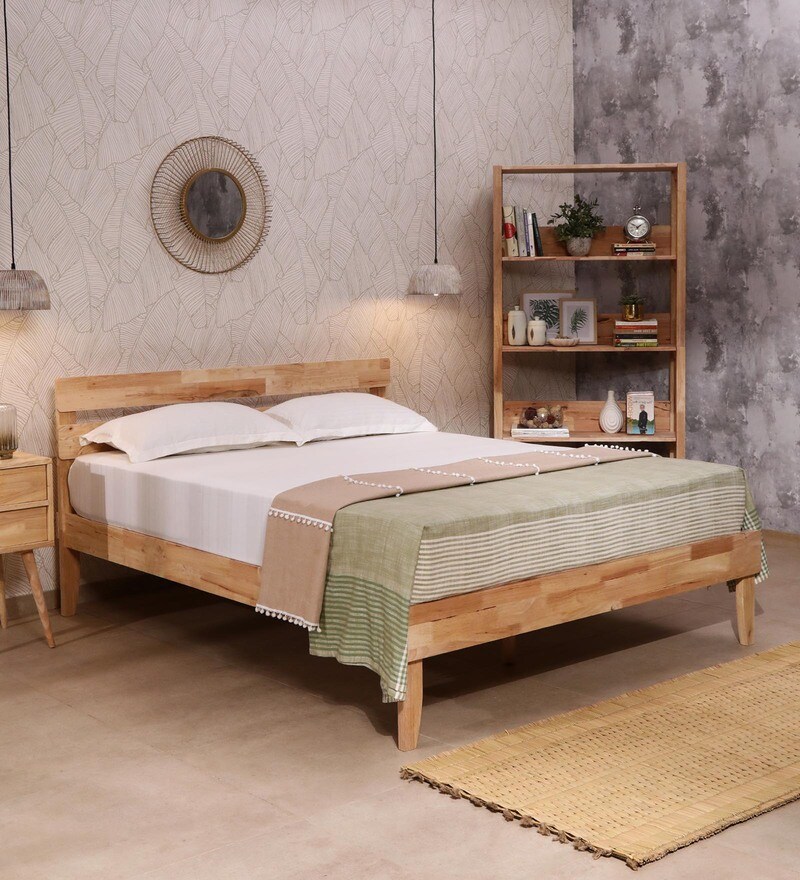 pepperfry solid wood bed