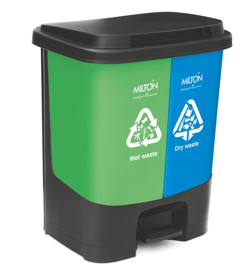 Buy Plastic Twin Bin 35 Wet & Dry Garbage Waste Pedal Bin, 34 Litres