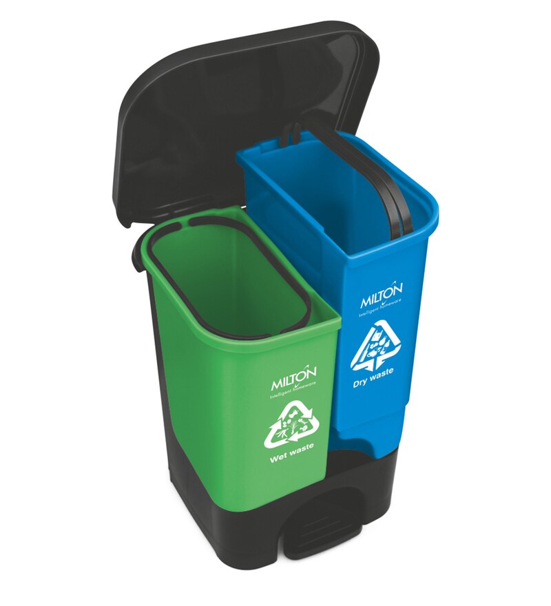 Buy Plastic Twin Bin 35 Wet & Dry Garbage Waste Pedal Bin, 34 Litres