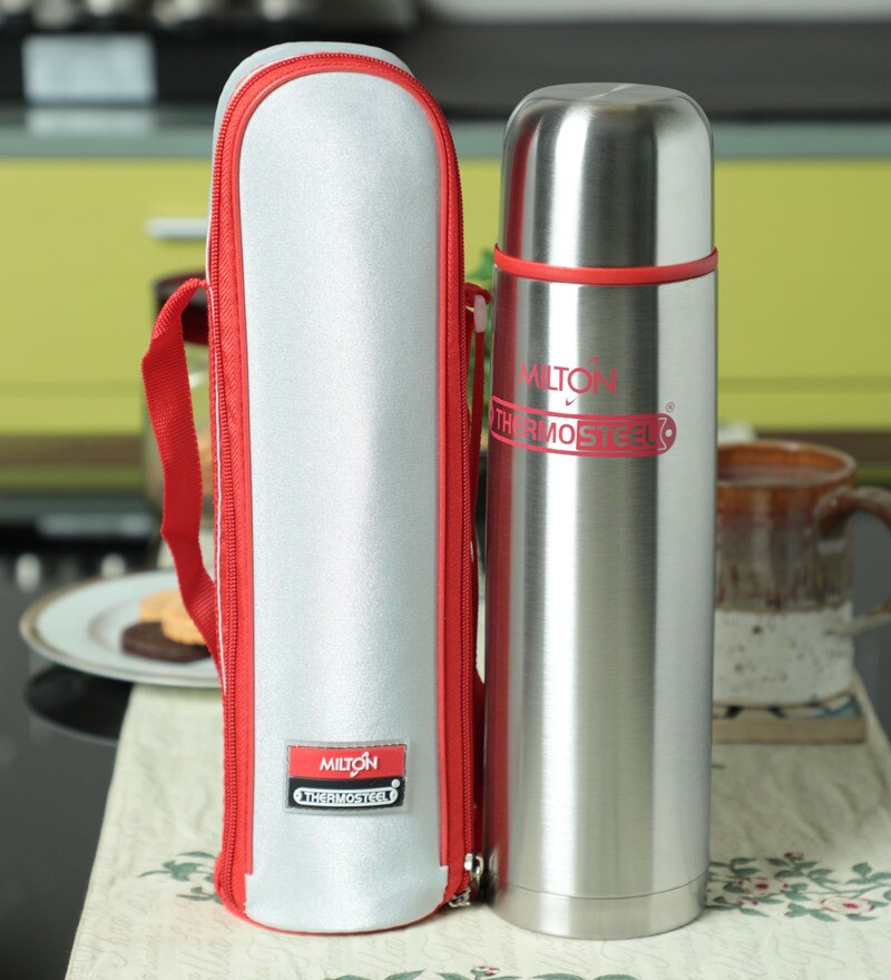 Buy Milton Thermosteel Flip Lid Vacuum Flasks Red 1000 Ml Online Metal Bottles Bottles Dining Bar Pepperfry Product