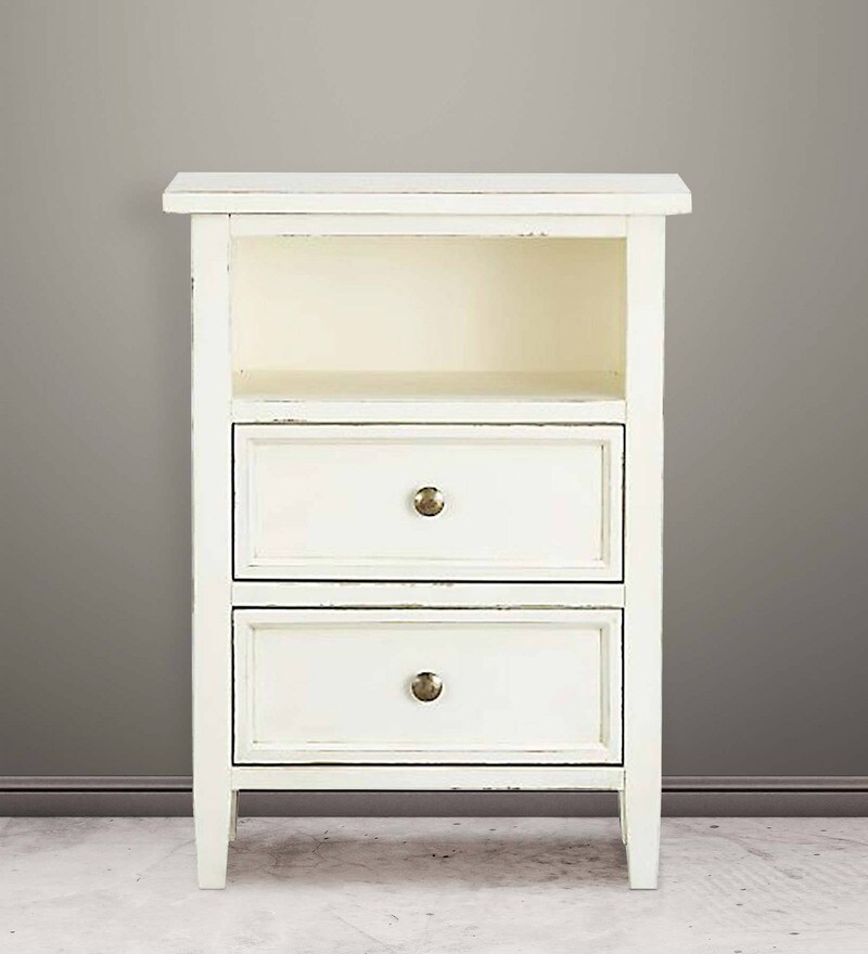 Buy Mini Bed Side Table In White Colour By Asian Arts Online Industrial Night Stands Tables Furniture Pepperfry Product