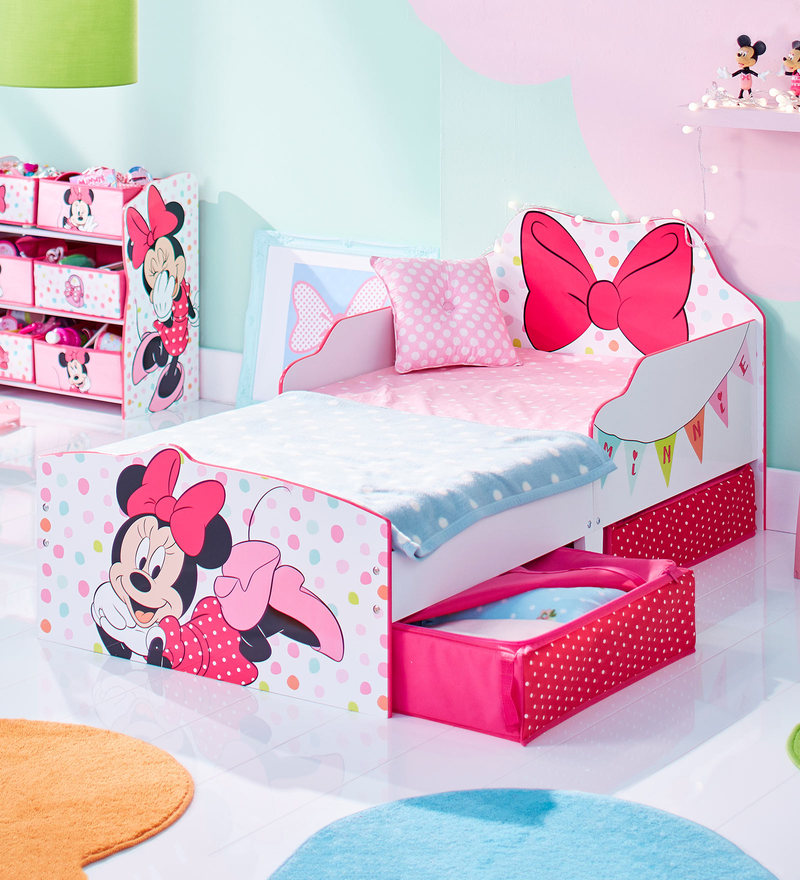 Buy Minnie Mouse Toddler Bed With Drawer Storage By Cot Candy