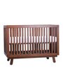 Mia Solid Wood Cribs in Brown Colour with Convertible Bed