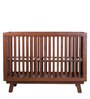 Mia Solid Wood Cribs in Brown Colour with Convertible Bed