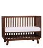 Mia Solid Wood Cribs in Brown Colour with Convertible Bed