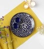 Handcrafted Betel Blue & White Ceramic (Set of 3) Appetizer Platter with Dip Bowl
