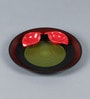 Handcrafted Maroon & Green Ceramic (Set of 3) Appetizer Platter with Dip Bowl