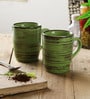 Dual Tone 300ml Green Ceramic (Set of 4) Coffee Mug