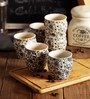 Floral 190ml White & Blue Ceramic (Set of 6) Tea Khullad