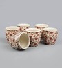 Floral 190ml White & Pink Ceramic (Set of 6) Tea Khullad