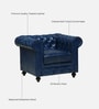 Miceli Leather 1 Seater Sofa In Blue  Finish