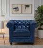 Miceli Leather 1 Seater Sofa In Blue  Finish