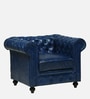 Miceli Leather 1 Seater Sofa In Blue  Finish
