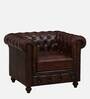 Miceli Leather 1 Seater Sofa In Brown Finish