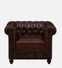 Miceli Leather 1 Seater Sofa In Brown Finish