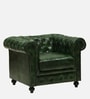 Miceli Leather 1 Seater Sofa In Olive Green Finish