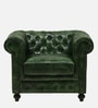 Miceli Leather 1 Seater Sofa In Olive Green Finish