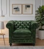 Miceli Leather 1 Seater Sofa In Olive Green Finish