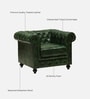 Miceli Leather 1 Seater Sofa In Olive Green Finish