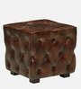 Miceli Leather Pouffe In Brown Finish