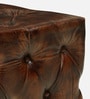 Miceli Leather Pouffe In Brown Finish
