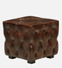 Miceli Leather Pouffe In Brown Finish