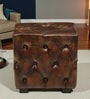 Miceli Leather Pouffe In Brown Finish
