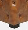 Miceli Leather Pouffe In Tan Finish