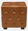 Miceli Leather Pouffe In Tan Finish