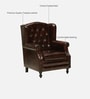 Miceli Leather Wing Chair With Pouffe In Brown Finish