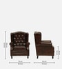 Miceli Leather Wing Chair With Pouffe In Brown Finish