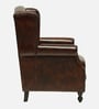 Miceli Leather Wing Chair With Pouffe In Brown Finish
