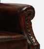 Miceli Leather Wing Chair With Pouffe In Brown Finish