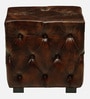 Miceli Leather Wing Chair With Pouffe In Brown Finish