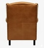Miceli Leather Wing Chair With Pouffe In Tan Finish